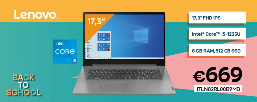 Lenovo IP3 17,3inch FHD IPS AG, Intel Core i5-1235U, 8GB, 512GB PCIe SSD, Intel Iris Xe Graphics, W11, Blauw