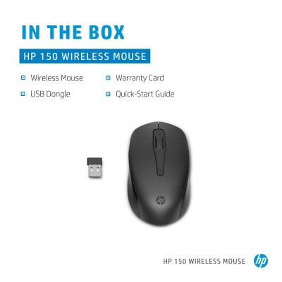HP 150 Wireless Mouse muis Ambidextrous RF Draadloos Optisch 1600 DPI