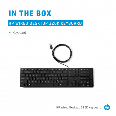 HP Wired Desktop 320K Keyboard toetsenbord USB QWERTY Engels Zwart