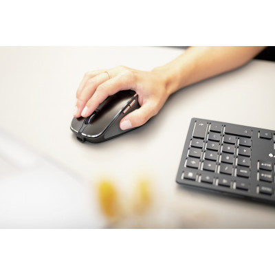 CHERRY DW 9500 SLIM toetsenbord Inclusief muis RF-draadloos + Bluetooth AZERTY Frans Zwart, Grijs