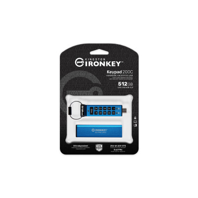 Kingston Technology IronKey Keypad 200 USB flash drive USB Type-C 3.2 Gen 1 (3.1 Gen 1) Blauw