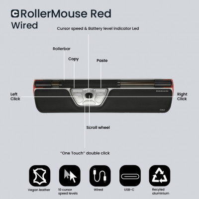 Contour Design RollerMouse Red souris Ambidextre USB Type-A 2800 DPI