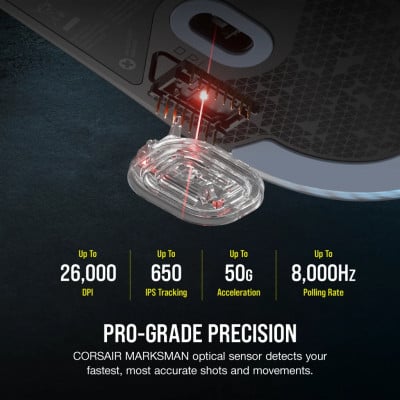Corsair M75 Lightweight RGB muis USB Type-A Optisch 26000 DPI