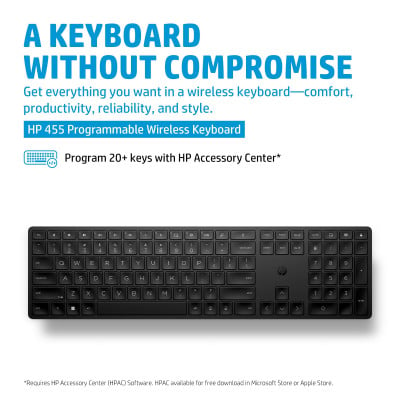 HP 455 Programmable Wireless Keyboard clavier RF sans fil Noir