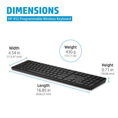 HP 455 Programmable Wireless Keyboard clavier RF sans fil Noir